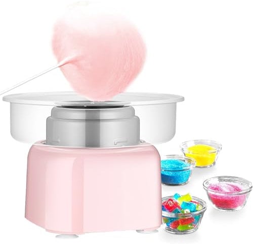 Zuckerwattemaschine,500W Zuckerwattemaschine Set,11.4 Zoll Große Palette Zuckerwattemaschine,Spritzschutz Zuckerwatte Maschine,Höhe 22 cm
