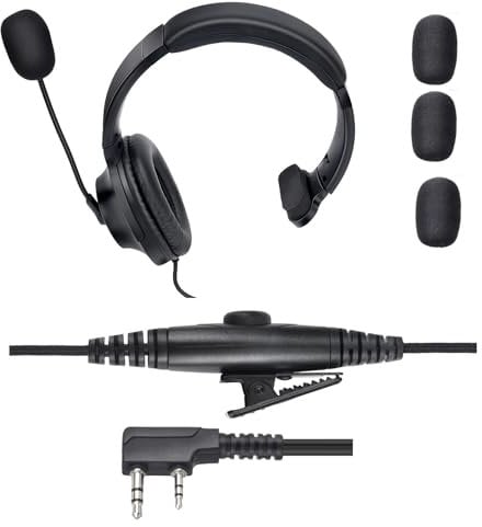 stdgove Walkie Talkie Over The Ear Headset Noise Reduction Earmuff Headphone Earpiece Ptt Boom Mic for Baofeng Retevis Sancom Kenwood uv5r uv 5r uv-5r rt21 rt22 2 Pin Radio(Big Earmuff Single Ear)