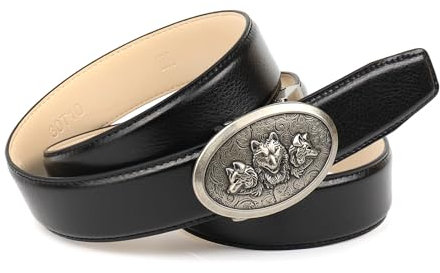 Anthoni Crown Herren Automatik Ledergürtel Gürtel, Schwarz, 115