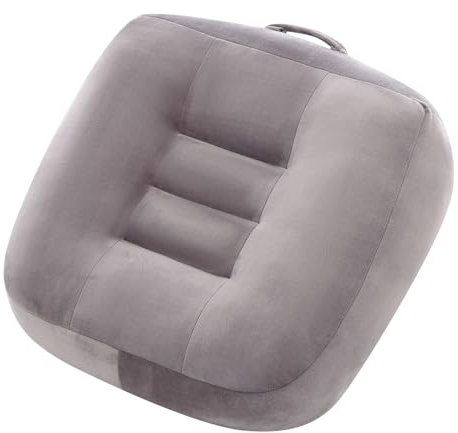 MHRZDSH Extra Thick Seat Cushion, Large Chair Cushion Booster for Office Chair to Rise Height, Velvet Cover with Handle and Anti-Slip Bottom, PP Cotton Filling - Relieves Back Pain - 18X16X6 Grey