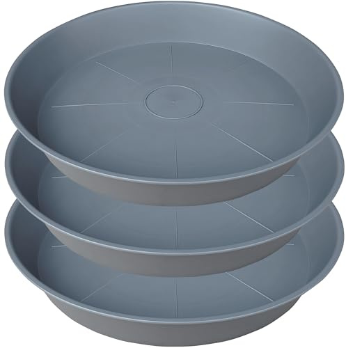 Bleuhome 3 Stück 66 cm Pflanzen-Untersetzer (57,9 cm Boden), 10,7 cm tief, große tiefe Kunststoff-Blumentopf, Wasserschalen für drinnen und draußen, Badewanne, Pflanzentropfschalen für Topf (66 cm,