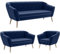 MEBLINI Mini Sofa Set 3-2-1 für Wohnzimmer - Mini Lounge für sechs Personen - Küchensofa - Sofa Klein - Sitzgarnitur - Polstergarnitur - Sofagarnituren - Gisela - 3+2+1 - Blau Samt