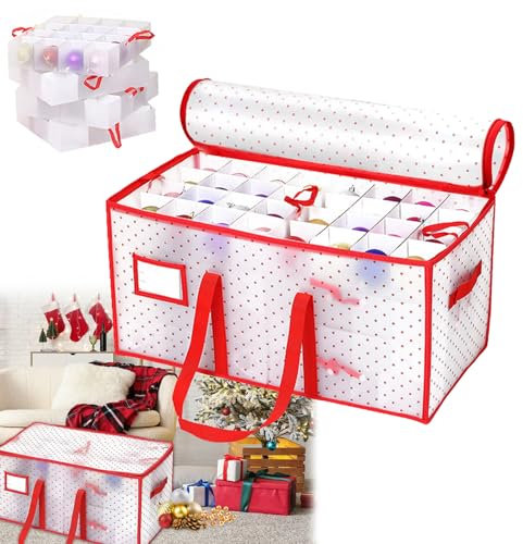 BONJUME Weihnachtskugeln Aufbewahrung, XL Aufbewahrungsbox für Weihnachtskugeln mit Verstellbaren Trennwänden aus Papier 128 Fächer für Weihnachtsdekorationen oder Dekorationen, Weihnachtskugeln