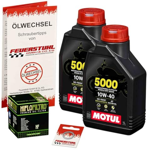 Öl & Ölfilter für Honda VT 125 C/C2 Shadow, 1999-2000 (JC29), Ölwechsel Set 10W-40 Motoröl + HiFlo Filter + Dichtring(e)