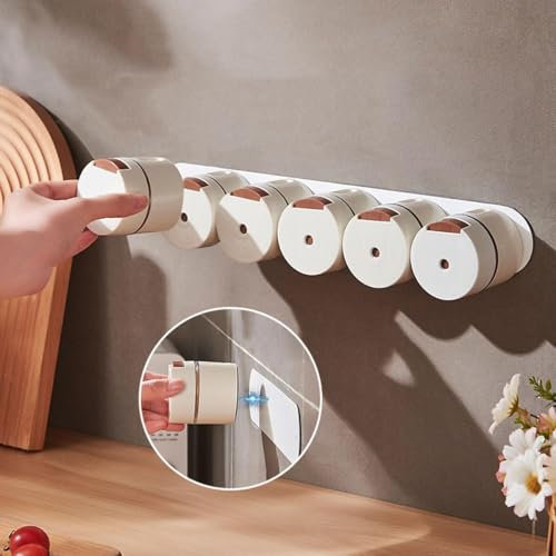 HUNZA NEST Set of 6 Round Plastic Magnetic Spice Jars 250ml Spice Jars Kitchen Storage Containers Kitchen Magnetic Spice Boxes for Salt, Pepper, Herbs