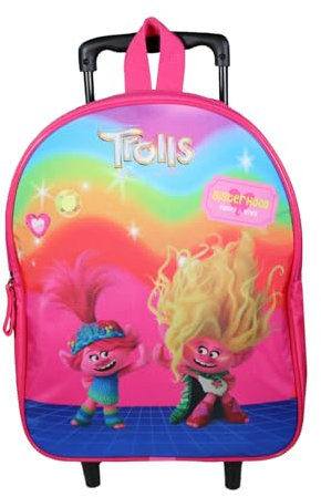 Bagtrotter Les Trolls Kindergarten-Rucksack mit Rollen 32 cm Rosa