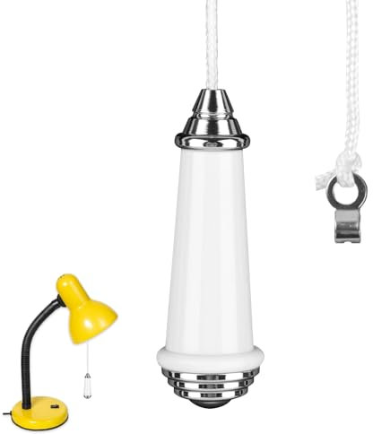 wimony Ceramic Bathroom Light Pull Cord, Pull Cord Handle,Pull Cord Light Switch Bathroom,Light Pulls for Bathroom,Pull Cord Handle Suitable for Bathroom Toilet Light Chandelier Fan Switch(White)