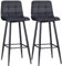 HOMCOM 2er-Set Barhocker, Bistrohocker mit Fußstütze, Barstuhl, Samt-Bezug, Küchenstuhl, Tresenhocker-Set mit Stahlbeinen für Wohnzimmer, Esszimmer, Schwarz, 42 x 47 x 105 cm