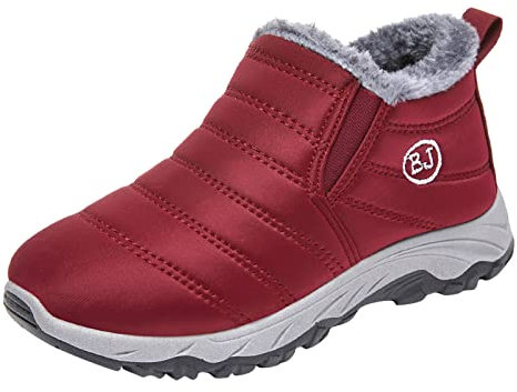 Generico Scarponi da Neve Stivali Donna Invernali con Pelo Stivali da Neve da Donna Invernali alla, Antiscivolo, Impermeabili, Corti, in Peluche, Caldi e Scarponcini Invernali Donna (Red, 41)