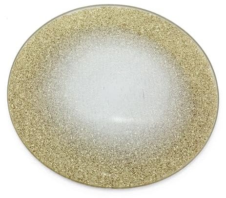 Champagne Gold Swirl Mirrored Glass Glitter Coaster | Round Mirror Glass Display Candle Plate | Mirrored Candle Tray - 10cm