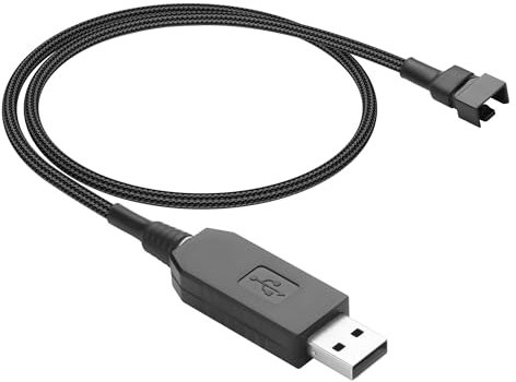 GINTOOYUN USB to 3/4 Pin Step-Up Fan Power Cable DC5V to DC12V USB-A Male to 3/4 Pin Male Chassis Fan Cable for CPU Fans,Chassis Fans etc(21.26 Inch) (1 to 1)