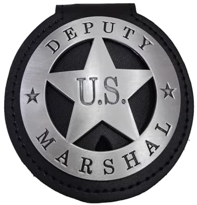 DOGOZ US Deputy Marshal Badge with Inlaid Leather Case,Costume Decoration Prop