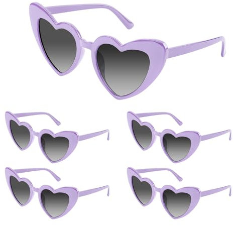 Bouiexye Occhiali da sole a forma di cuore per addio al nubilato vintage a forma di cuore per matrimonio damigella d'onore accessori bomboniere, Viola