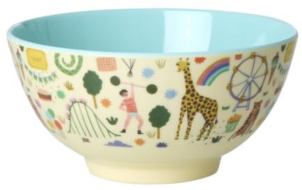 Rice Schüssel Schale Medium - Mint Fun Fair Print - Geschirr Melamingeschirr Kindergeschirr Kinder Camping BBQ Picknick Bruchsicher BPA-frei Wiederverwendbar 700ml