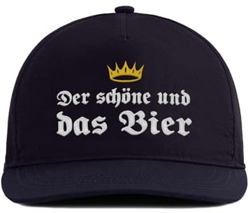 tshirtladen Cap Navy Der Schöne und das Bier - Witzige Bier Snapback für Männer | Blaue Cap mit Spruch & Krone | Geschenkidee Bierfans | Herren Basecap lustig | Männer Mütze Bier