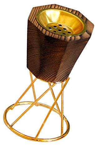 VICASKY Metal Incense Burner Mit Goldenem Metallrahmen Arabischer Stil Eleganter Holzständer Dekoratives Censer Adornment Für Räucherkegel Vielseitig Für Home Deko Und Aromatherapie