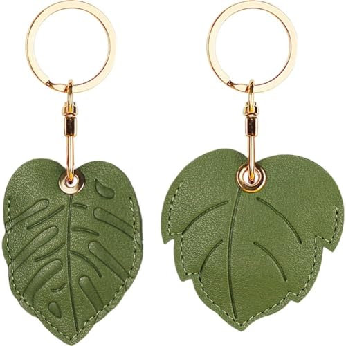 Muteitt 2 Stück Leder-airtag-hülle Schlüsselring, Kratzfeste, Anti-Verlust-airtag-Halterung Schlüsselanhänger Für Schlüssel, Handtasche, Hundehalsband, Gepäck