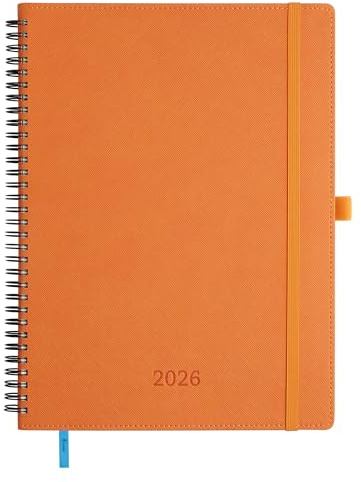 IN-LUXPRO Kalender 2026 Buchkalender Horizontal Spiralbindung PU-Hülle