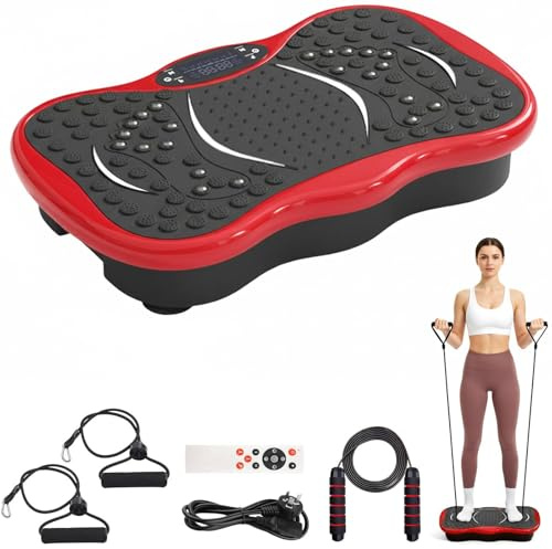 Machine d'exercice à plaque vibrante avec 2 bandes de boucle – Plateforme vibrante de fitness perte de poids avec 120 niveaux de vitesse, 5 modes, haut-parleurs Bluetooth, plaque de vibration