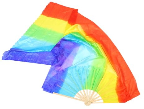 MUELODSIC 2pcs Faux Silk Dance Fans Long Flowing Veils Soft Chinese Hand Fans for Traditional Dance Performance Stage Shows and Festival Use