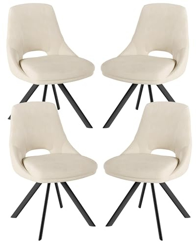 JIEXI Esszimmerstuhl 4er Set – Exklusive Esszimmerstühle für Wohnzimmerstühle Küchenstühle, Gepolstert, Modern Robust Hochwertige Stühle, Ergonomischer Esszimmerstuhl im Design-Look (Beige 4 Stühle)