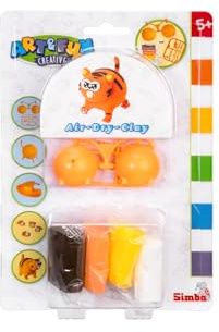 Simba Art & Fun Air Dry Clay Tiger – Kreativset mit lufttrocknender Knete, 4X Airclay Farben, Kunststoffteilen & Anleitung, Bastelset für Kinder ab 5 Jahren