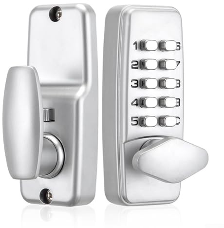 Jonikuper Clavier numérique mécanique pour serrure de porte – Entrée de mot de passe sans clé pour portes composites, en bois et de sécurité, construction en alliage de zinc, 3 à 4 chiffres (sku)