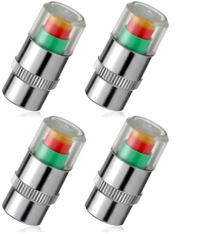 Horyue 4 Pcs Stainless Stee Tyre Pressure Caps for Cars (3-Colour Alert)