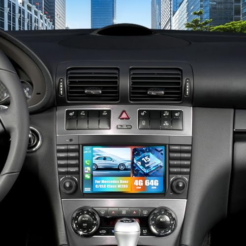 CAMECHO 8-Kern 4+64G Android 15 Carplay Autoradio für Mercedes Benz C-Klasse/CLS W203, DSP Carplay mit Navigation, 7-Zoll Touchscreen Bluetooth Radio Auto mit WiFi GPS FM/RDS 32EQ Mirror Link
