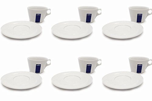 6 x Lavazza Cappuccino/Coffee/Americano/Porzellan Tassen und Untertassen-Kapazität CC 300, 78 mm hoch