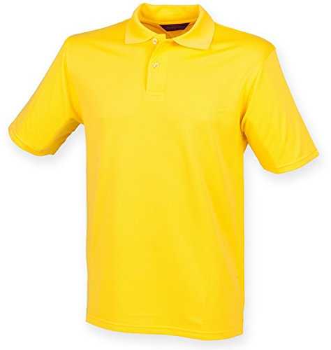 Henbury Mens Coolplus® Pique Polo Shirt (L) (Yellow)