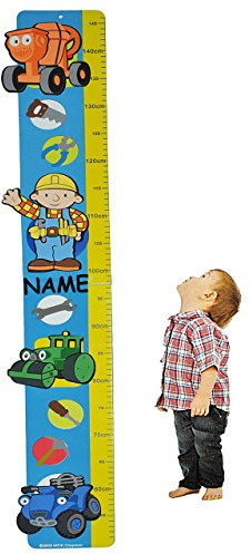 Meßlatte - Moosgummi - Bob der Baumeister incl. Namen - Messlatte für Kinderzimmer Kinder Kind - Fahrzeuge Meßleiste als Wandsticker/Wandtattoo - Kindermess..