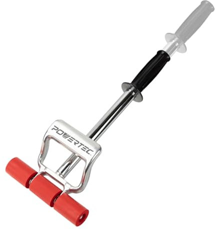 PowerTec 71033 Rouleau Extensible Robuste de 68,6 cm | Deuxième poignée moulée sous Pression pour Plus d'effet de Levier, Argent/Rouge