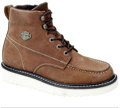 Harley-Davidson Men's Beau Leather Motorcycle Casual Wedge Boot, Brown, 11.5