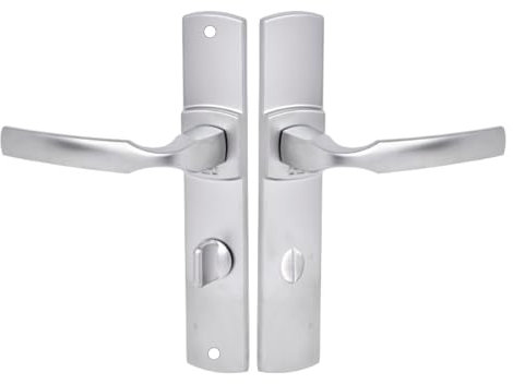 Vachette Ensemble de Poignée de Porte sur Plaque ARTIS - Version à Condamnation pour Porte de WC, Salle de Bain - Entraxe 195 mm - Matériau Zamak Résistant - Garantie 10 Ans - Finition Chrome Velours