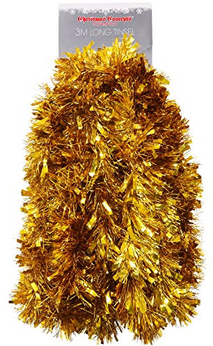 Christmas Concepts® 3m / 9.8ft Klobig/Feines Weihnachtslametta - Weihnachtsdekoration - Hochwertige Lametta (Gold)