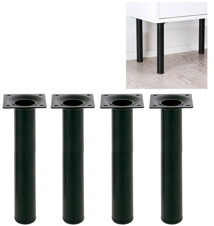 Amig Möbelfuss Tischbein Sofafuss Rund ø 30mm Höhe 700mm Schwarz Weiß oder Silber (Schwarz)