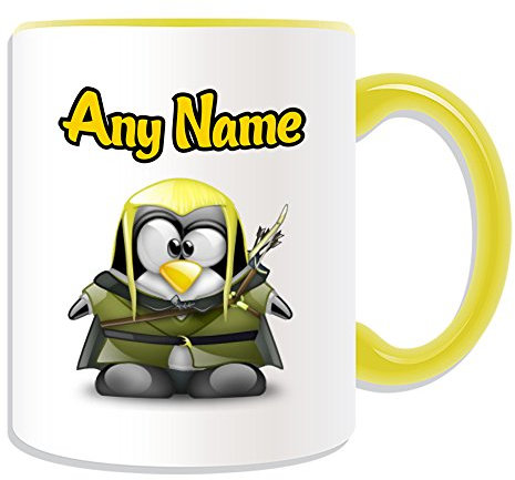 Personalisierbares Geschenk – Legolas-Tasse (Pinguin-Film-Charakter-Design, Farboptionen) – beliebiger Name Nachricht auf Ihrem einzigartigen – Kostüm-Film Superhelden der Hobbit Herr der Ringe