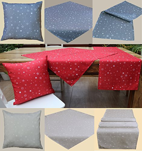 Sterne Weihnachten Tischläufer dunkelgrau in 40x140 cm Weihnacht Tischwäsche & Kissen mit Sternen Weihnachtsdeko Tischdecke anthrazit grauTyp366
