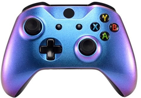 eXtremeRate Cover Frontale per Xbox One S Controller,Custodia Copertura Scocca Ricambio per Xbox One X Joystick Model 1708-Camaleonte Viola Blu