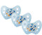 Dentistar® Night Silikon-Schnuller - Größe 1, von Geburt an, 0-6 Monate - Nacht-Leuchtschnuller, Nuckel leuchtend, für neugeborene Babys, Rakete blau - 3 Stück