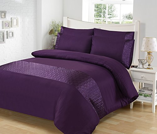 Double Bed Ellipse Aubergine Room Duvet Cover Set Pillowcase Bedding Linen Set - Double Size