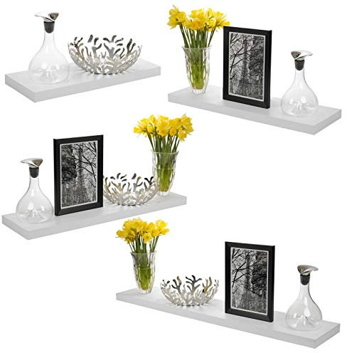 Urbn-Living 3 x 120cm White Wooden Floating Wall Mount Shelves Display Unit