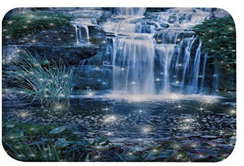 A.Monamour Tappetino per Il Bagno Antiscivolo Assorbente Morbido Notte Magica Cascata Fata Giardino Scena Fantasia Paesaggio Stampa Lavabile Tappeto Tappetini Doccia Cucina Zerbino 40x120cm