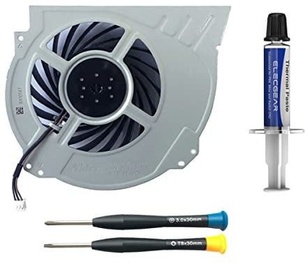 ElecGear Replacement Interne Refroidisseur Ventilateur pour PS4 Pro CUH-7xxx – CPU Ventilateur de Refroidissement Cooling Fan, Pâte Thermique et TR8 PH0 Set de Tournevis pour Playstation 4 Pro