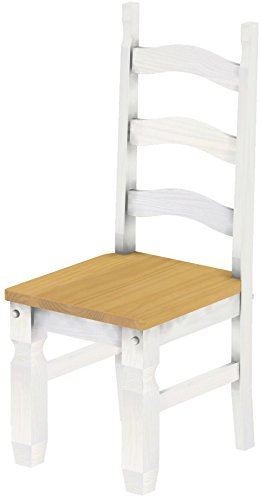 2X Esszimmerstuhl Mexiko Eiche hell Weiss - Holzstuhl Klassik Pinie Massivholz Echtholz - Variante & Farbe wählbar - Stuhl Holz Wohnzimmerstuhl Lehnenstuhl Lehne Küchenstuhl Brasilmöbel