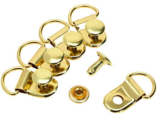 ONLYKXY 50 Pieces Shoe Boot Lace Hooks Buckle Rivets Loop Ring with Rivets, Shoe Boot Buckle (Gold)