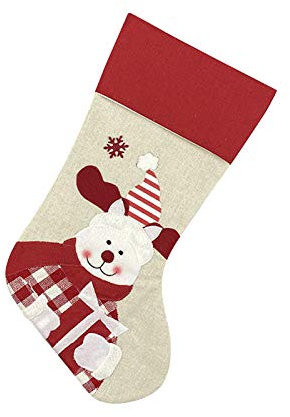 URFEDA Weihnachtsstrumpf, Nikolausstiefel Zum Befüllen und Aufhängen, Nikolaussocken Weihnachtsstrümpfe Weihnachtskamin Hängestrümpfe für Kinder Familien Schneemann Weihnachtsmann Weihnachtsbaum,Elch
