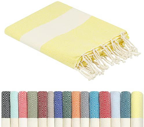 furora Holiday Toalla Playa Grande, Algodon 100 x 200 cm - Compacto, Ligero, Suave | Fouta Beach Towel con Flecos, Pareo, Toallas Piscina Mujer + Hombre | Manta de Viaje y Playa y Manta Picnic