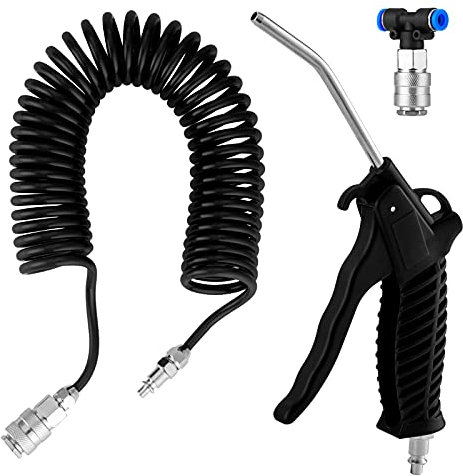 Knpwer LKW Air Duster Blaspistole,Druckluft Set, 5m Spiralschlauch Ausblaspistole LKW Auto(4 * 6mm)